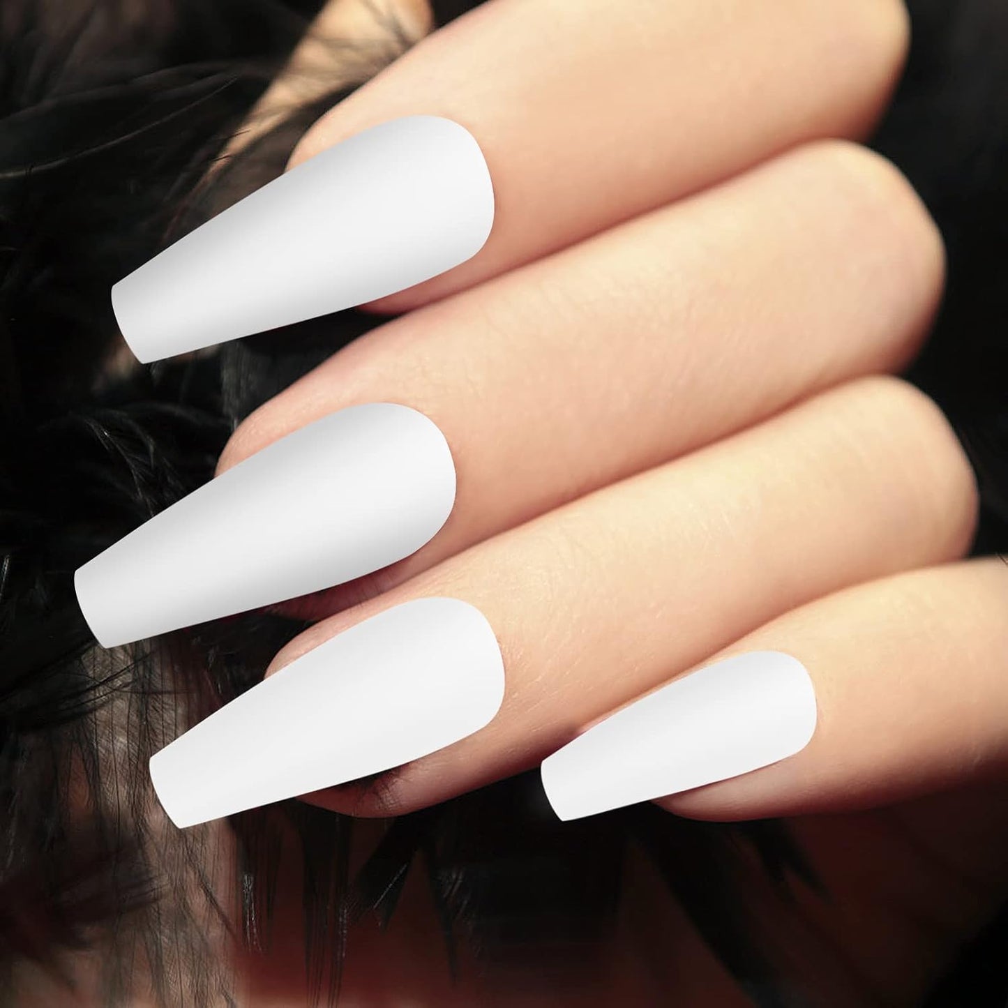 100 Pcs Coffin & Almond False Nails Set - Full Cover Acrylic Extensions with Glue & Box