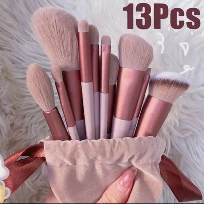 13 Pcs Professional Makeup Brush Set - Premium Soft Synthetic Hair for Foundation, Eyeshadow & Blending - Complete Beauty Cosmetic Tools Kit
