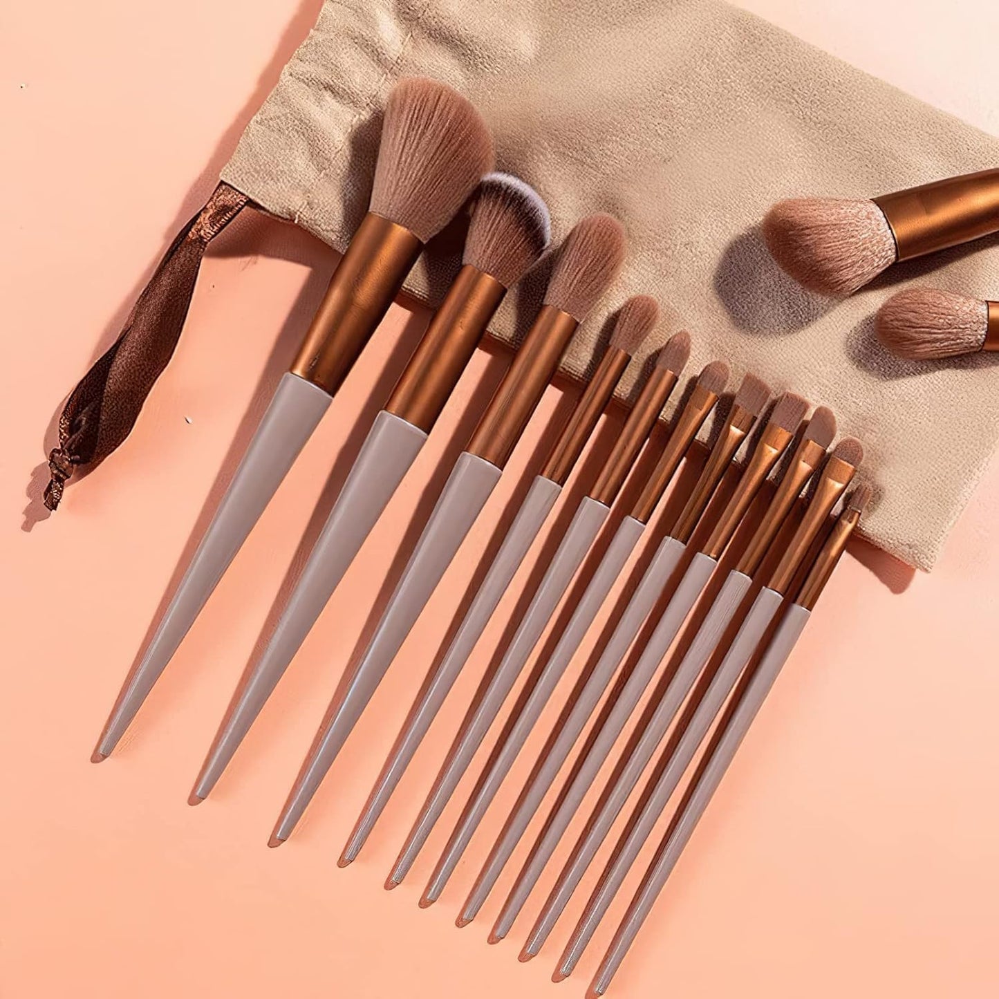 13 Pcs Professional Makeup Brush Set - Premium Soft Synthetic Hair for Foundation, Eyeshadow & Blending - Complete Beauty Cosmetic Tools Kit