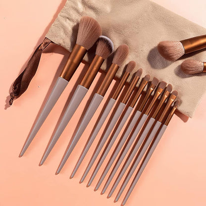 13 Pcs Professional Makeup Brush Set - Premium Soft Synthetic Hair for Foundation, Eyeshadow & Blending - Complete Beauty Cosmetic Tools Kit