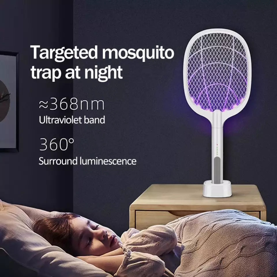 2-in-1 Electric Mosquito Killer Racket & UV Light Lamp - USB Rechargeable Bug Zapper for Indoor & Outdoor Insect Control