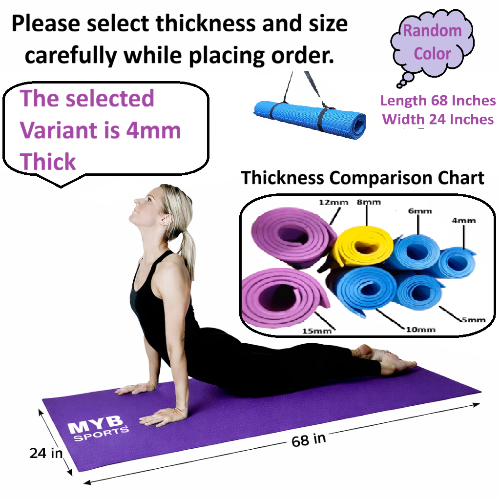 Premium 4mm Non-Slip Yoga Mat for Men & Women - Durable EVA Exercise Mat for Home Gym, Yoga & Pilates