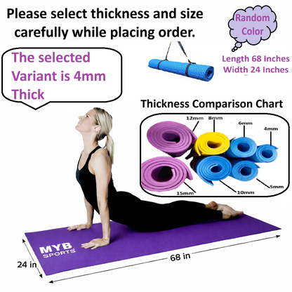 Premium 4mm Non-Slip Yoga Mat for Men & Women - Durable EVA Exercise Mat for Home Gym, Yoga & Pilates