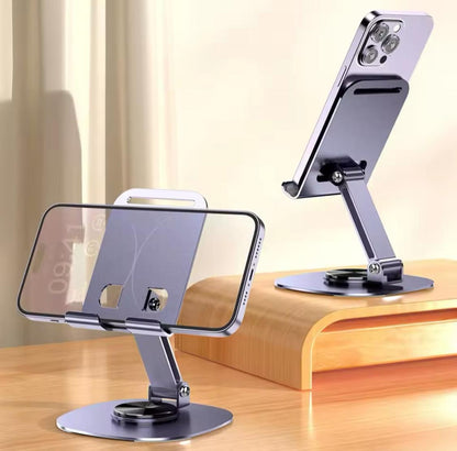 Alogy 360° Rotatable Metal Mobile Phone Stand - Adjustable Folding Desktop Tablet Holder for Desk, Bed & Office - Premium Aluminum Alloy Stable Base