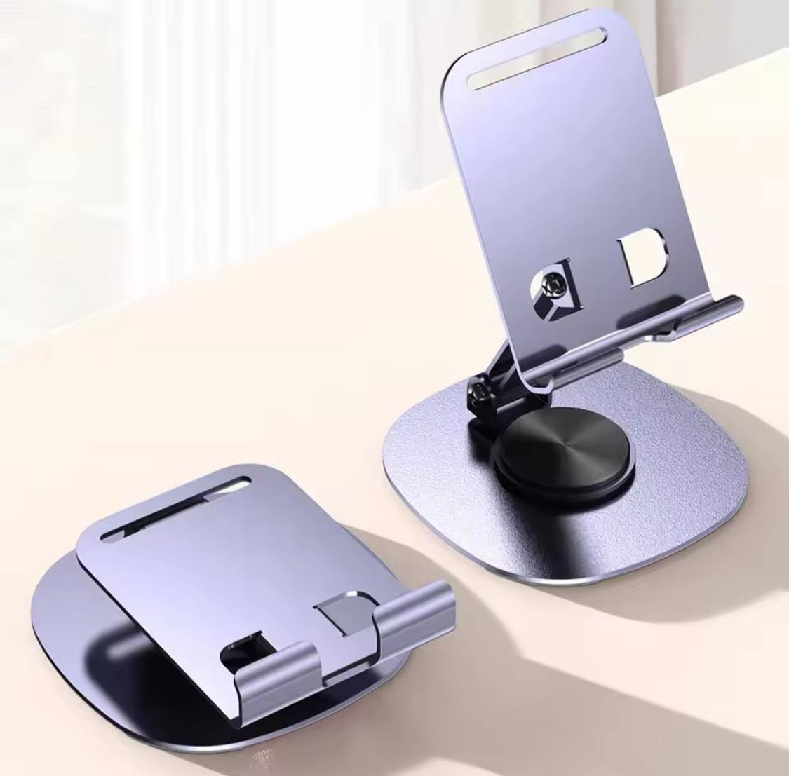 Alogy 360° Rotatable Metal Mobile Phone Stand - Adjustable Folding Desktop Tablet Holder for Desk, Bed & Office - Premium Aluminum Alloy Stable Base