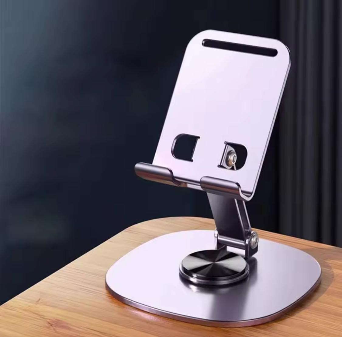 Alogy 360° Rotatable Metal Mobile Phone Stand - Adjustable Folding Desktop Tablet Holder for Desk, Bed & Office - Premium Aluminum Alloy Stable Base