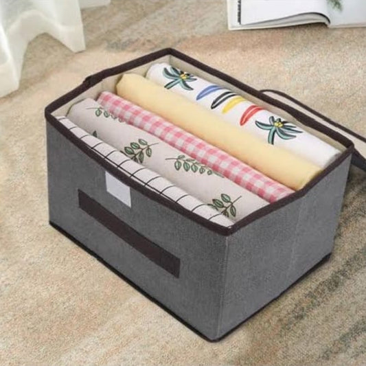 Premium Foldable Wardrobe Clothes Organizer - Multi-Grid Fabric Storage Box with Lid for Jeans, Leggings, T-Shirts & Underwear