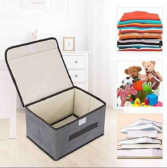 Premium Foldable Wardrobe Clothes Organizer - Multi-Grid Fabric Storage Box with Lid for Jeans, Leggings, T-Shirts & Underwear