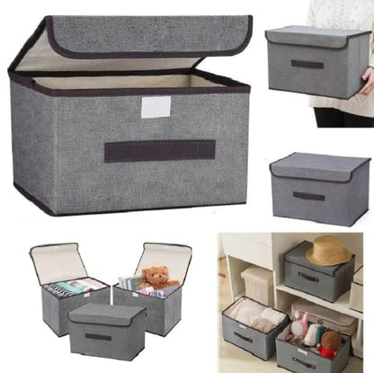 Premium Foldable Wardrobe Clothes Organizer - Multi-Grid Fabric Storage Box with Lid for Jeans, Leggings, T-Shirts & Underwear