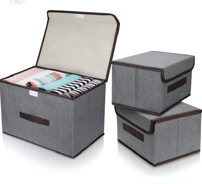 Premium Foldable Wardrobe Clothes Organizer - Multi-Grid Fabric Storage Box with Lid for Jeans, Leggings, T-Shirts & Underwear