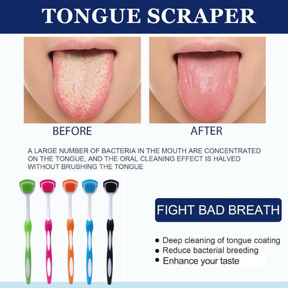 Professional Tongue Scraper Cleaner Brush - Antibacterial Oral Hygiene Tool for Bad Breath Removal & Deep Tongue Cleaning