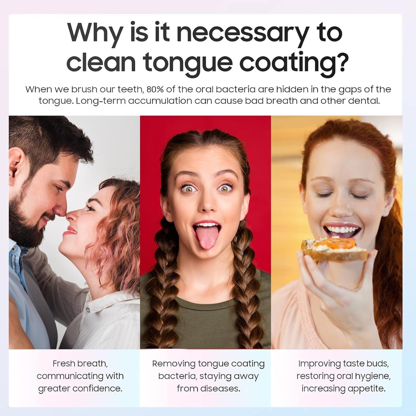 Professional Tongue Scraper Cleaner Brush - Antibacterial Oral Hygiene Tool for Bad Breath Removal & Deep Tongue Cleaning
