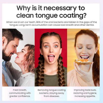 Professional Tongue Scraper Cleaner Brush - Antibacterial Oral Hygiene Tool for Bad Breath Removal & Deep Tongue Cleaning