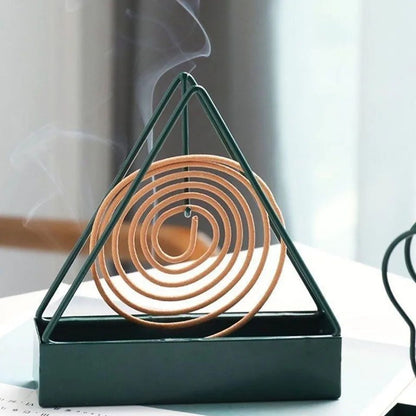 Pack of 2 Nordic Iron Mosquito Coil Holder - Triangular Fireproof Hanging Mosquito Repellent Stand - Retro Home & Outdoor Incense Burner Tray