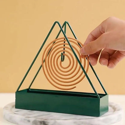 Pack of 2 Nordic Iron Mosquito Coil Holder - Triangular Fireproof Hanging Mosquito Repellent Stand - Retro Home & Outdoor Incense Burner Tray