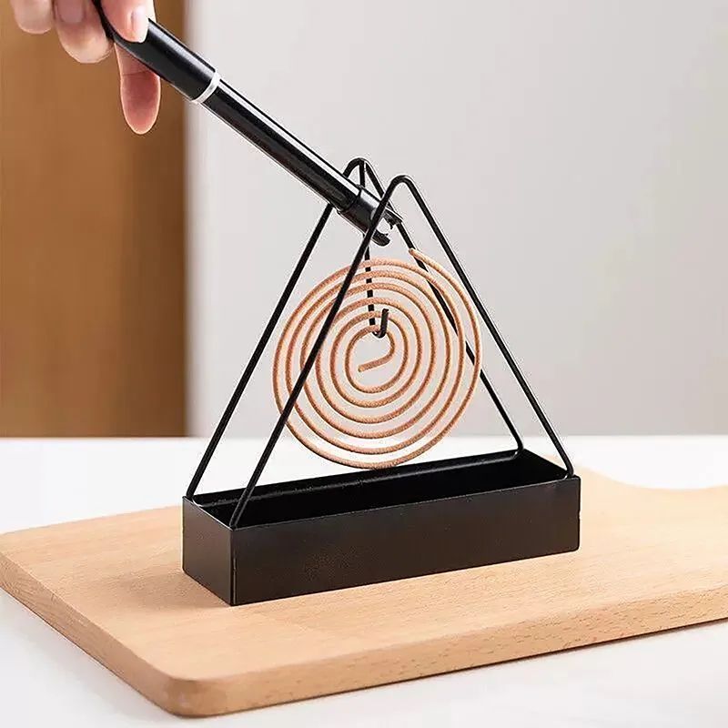 Pack of 2 Nordic Iron Mosquito Coil Holder - Triangular Fireproof Hanging Mosquito Repellent Stand - Retro Home & Outdoor Incense Burner Tray