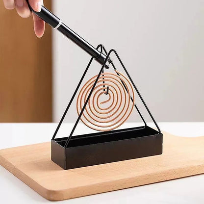 Pack of 2 Nordic Iron Mosquito Coil Holder - Triangular Fireproof Hanging Mosquito Repellent Stand - Retro Home & Outdoor Incense Burner Tray
