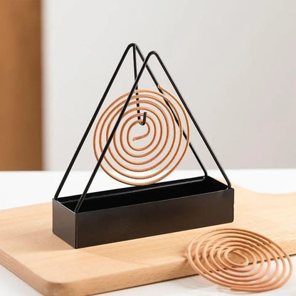 Pack of 2 Nordic Iron Mosquito Coil Holder - Triangular Fireproof Hanging Mosquito Repellent Stand - Retro Home & Outdoor Incense Burner Tray