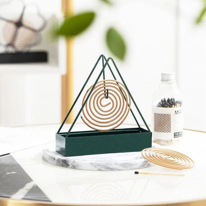 Pack of 2 Nordic Iron Mosquito Coil Holder - Triangular Fireproof Hanging Mosquito Repellent Stand - Retro Home & Outdoor Incense Burner Tray