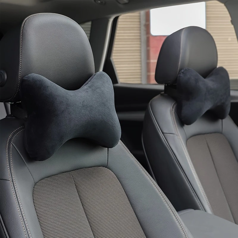 ZEXT (Pack of 2) Soft Velvet Car Headrest Pillow - Ergonomic Neck Rest for Long Drives - Portable & Washable Travel Neck Support for All Vehicles