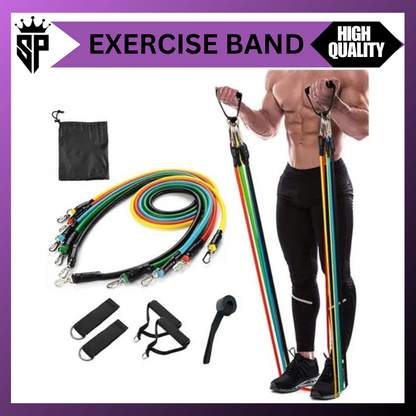 SP Dealz 11pcs Resistance Bands Set for Home Workout - Professional Exercise Bands for Strength Training, Muscle Building & Physical Therapy - Full Body Fitness Kit for Men & Women