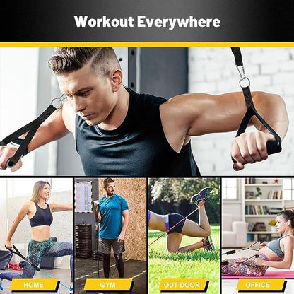 SP Dealz 11pcs Resistance Bands Set for Home Workout - Professional Exercise Bands for Strength Training, Muscle Building & Physical Therapy - Full Body Fitness Kit for Men & Women