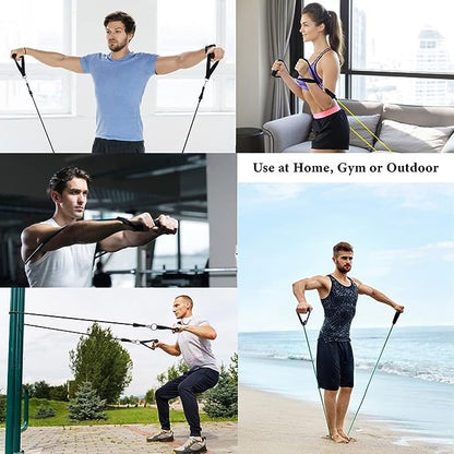 SP Dealz 11pcs Resistance Bands Set for Home Workout - Professional Exercise Bands for Strength Training, Muscle Building & Physical Therapy - Full Body Fitness Kit for Men & Women