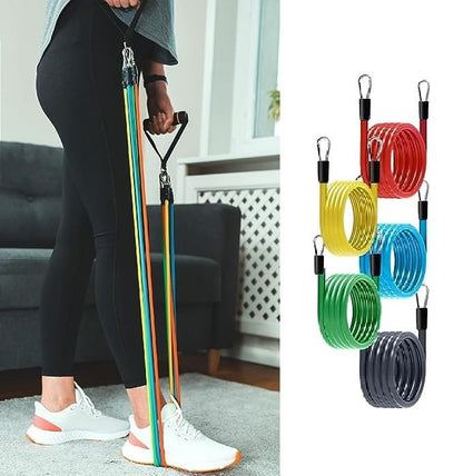 SP Dealz 11pcs Resistance Bands Set for Home Workout - Professional Exercise Bands for Strength Training, Muscle Building & Physical Therapy - Full Body Fitness Kit for Men & Women