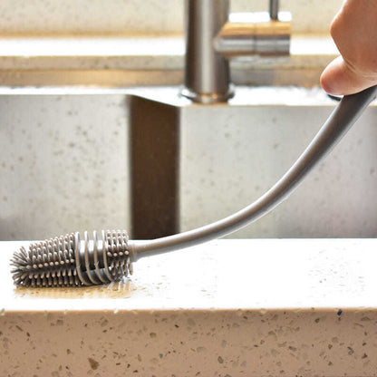 33cm Long Handle Silicone Bottle Cleaning Brush - Versatile Kitchen Scrubber for Baby Bottles, Cups, and Glassware