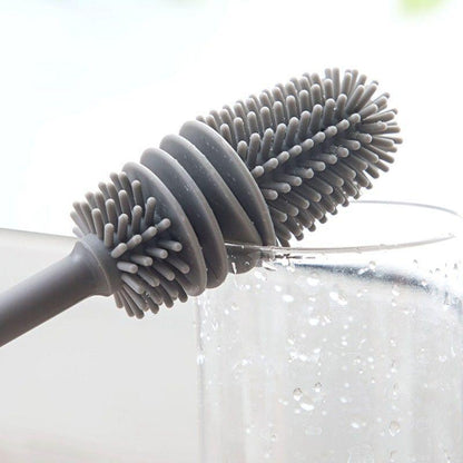 33cm Long Handle Silicone Bottle Cleaning Brush - Versatile Kitchen Scrubber for Baby Bottles, Cups, and Glassware