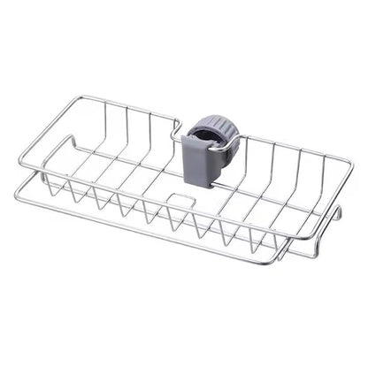 Premium Stainless Steel Sponge Holder for Kitchen Sink - Adjustable Faucet Rack & Sink Caddy Organizer - Rust-Resistant Soap Drainer & Bathroom Storage