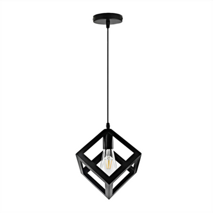 Modern Geometric Cube & Triangle Pendant Light - Industrial Matt Black Ceiling Lamp for Home, Bedroom, TV Lounge & Office Decor