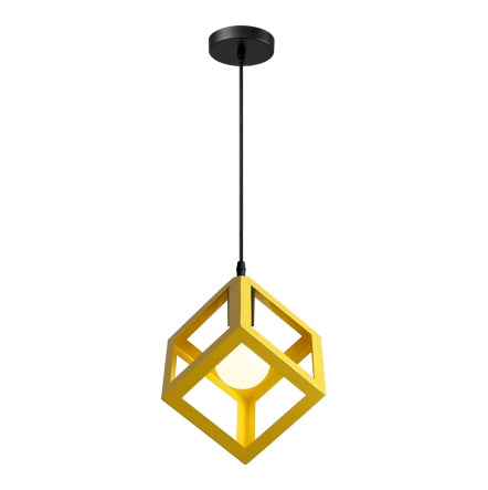 Modern Geometric Cube & Triangle Pendant Light - Industrial Matt Black Ceiling Lamp for Home, Bedroom, TV Lounge & Office Decor