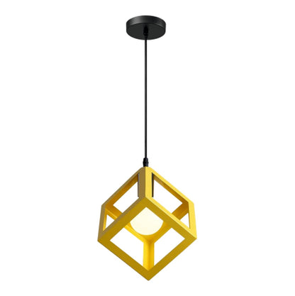Modern Geometric Cube & Triangle Pendant Light - Industrial Matt Black Ceiling Lamp for Home, Bedroom, TV Lounge & Office Decor