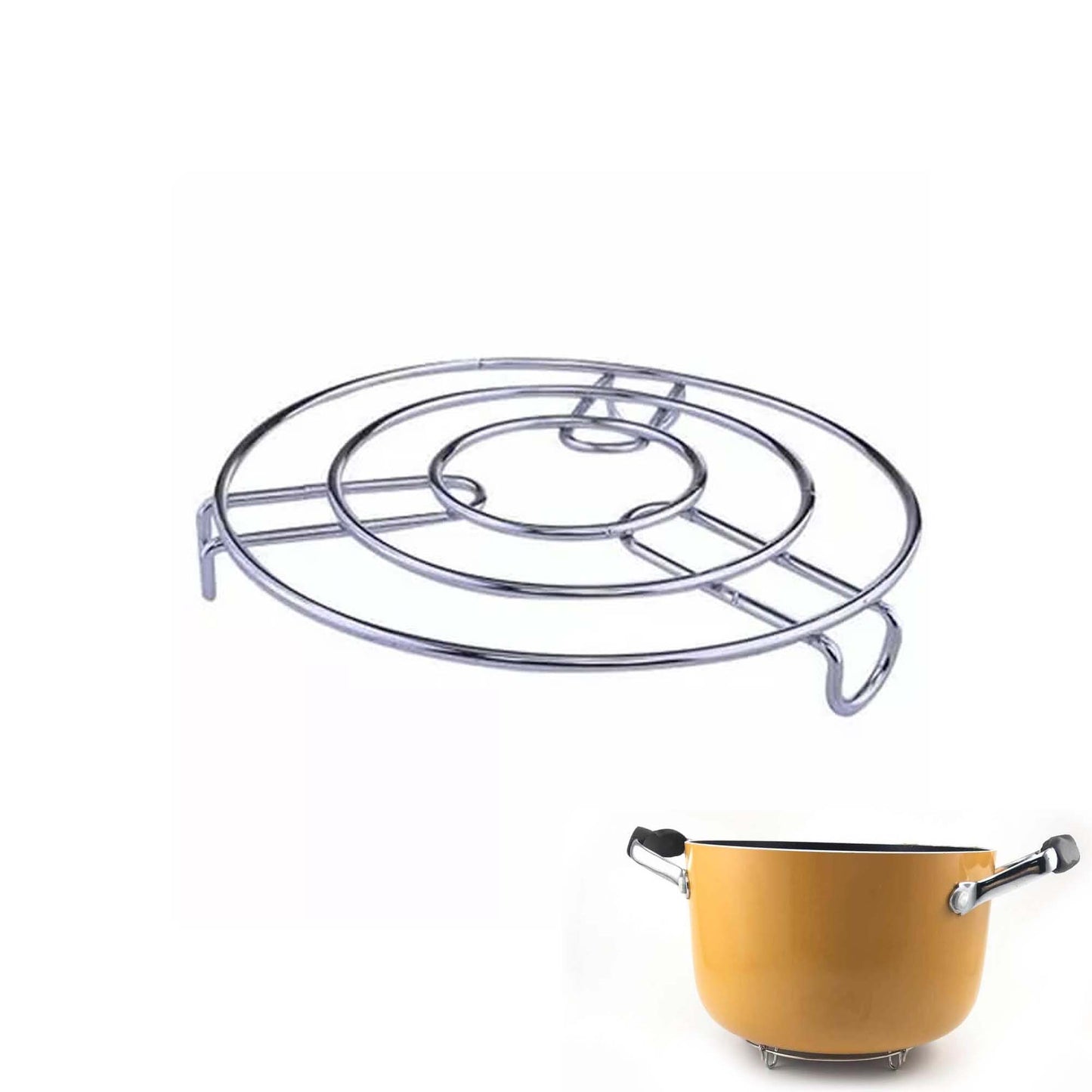Premium Stainless Steel Wire Pot Holder & Multi-Purpose Trivet – Heavy Duty Steamer Rack & Cooling Stand for Kitchen Pans, Pizza, and BBQ