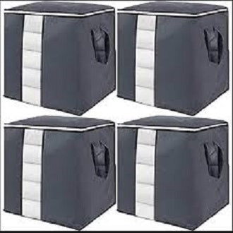 Pack of 3 Portable Bamboo Storage Bags - Foldable Wardrobe Organizer and Clothes Storage Box for Blankets